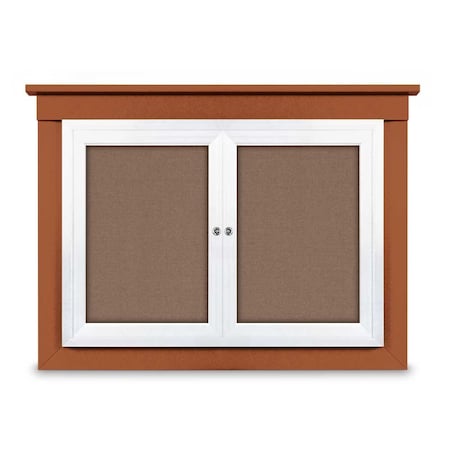 United Visual Products 24"x36" 1-Door Enclosed Letterboard, Grey Felt/Cherry UV2621O-CHERRY-GREY